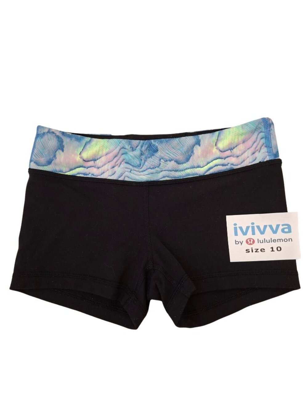 Ivivva Girl by Lululemon🍋 Rhythmic Black Bike Shorts colourful waist size 10